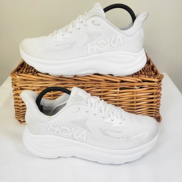 Hoka One One Shoes - Hoka Clifton 10 Womens Running Shoes White White 1162031 WWH Size 9.5 B Sneaker